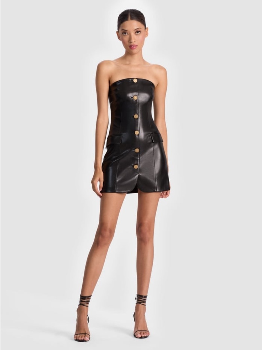 Alice + Olivia Madison Faux Leather Strapless Minidress